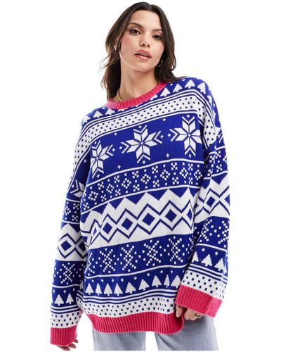 ASOS Oversized Christmas Sweater - Blue