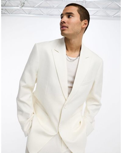 Sixth June Oversized Double Breasted Suit Jacket - White