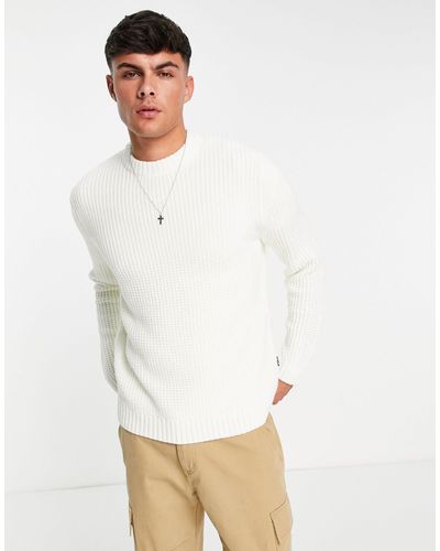 Only & Sons Textured Crew Neck Knitted Jumper - White