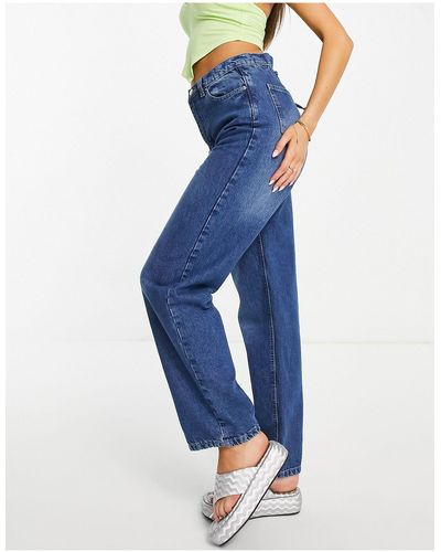 Rebellious Fashion Jeans Met Hoge Taille En Veters Aan - Blauw