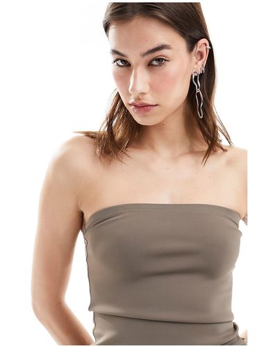 Weekday Act Scuba Bandeau Tube Top - Brown
