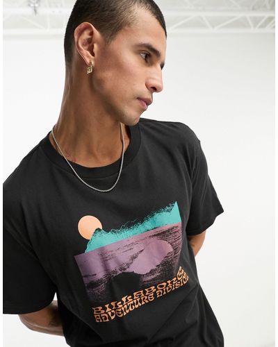 Billabong Alaska - T-shirt Met Golvenprint - Zwart