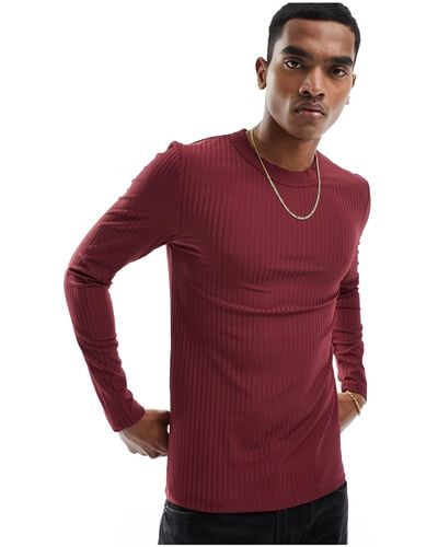 ASOS Muscle Fit Long Sleeved T-shirt - Red