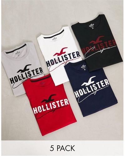 Hollister 5 Pack Large Tech Logo T-shirt - Blue