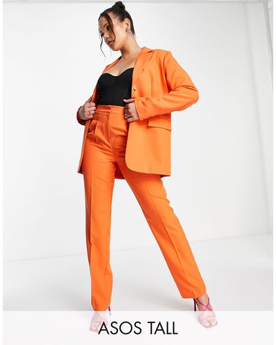 ASOS Asos Design Tall Masculine Suit Pants With Elastic Waist - Orange