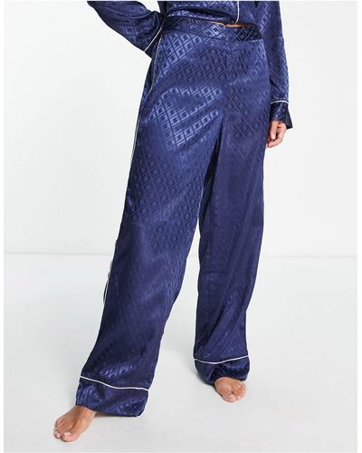 River Island Jaquard Pyjama Trouser - Blue