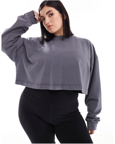 ASOS 4505 Curve Oversized Cropped Fit Long Sleeve T-shirt - Blue