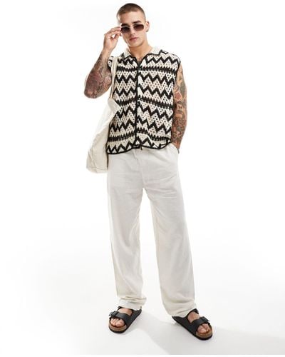 Bershka Crochet Patterned Shirt Vest - White