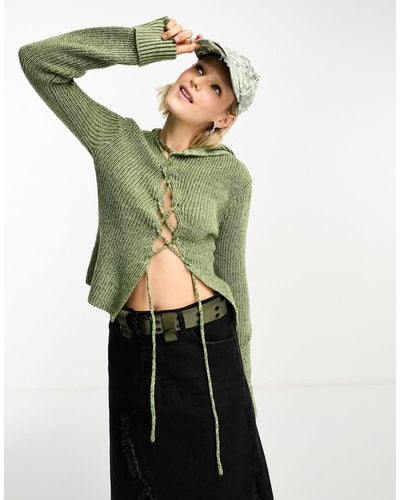 Collusion Asymmetric Tie Up Jumper - Green