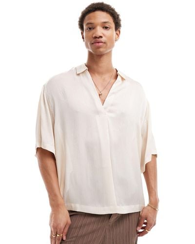 ASOS Oversized Overhead Textured Satin Shirt - White