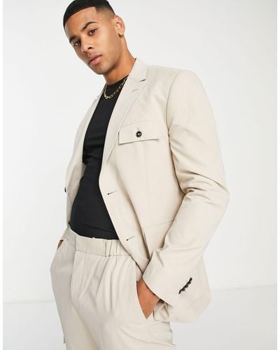 TOPMAN Oversized Suit Jacket - Natural