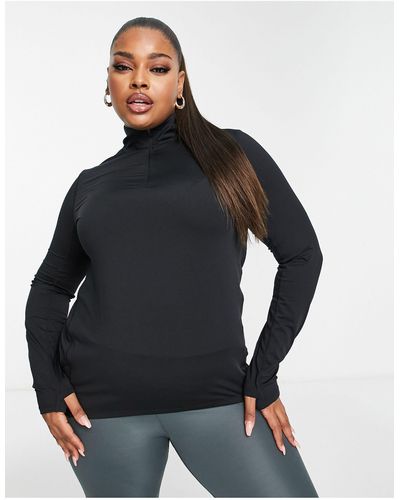 ASOS 4505 Curve Icon Long Sleeve Top With 1/4 Zip - Black