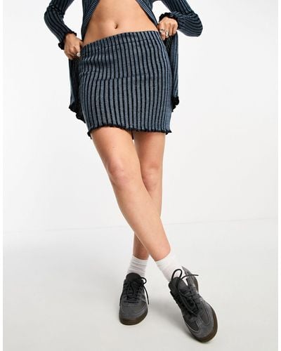 Collusion Knitted Plated Mini Skirt - Blue