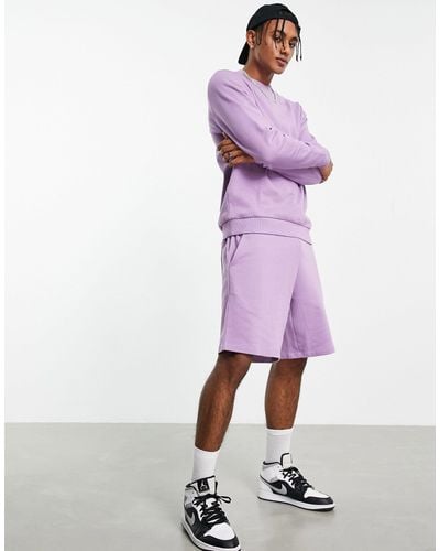 ASOS Tracksuit With Sweatshirt And Oversized Shorts - Purple