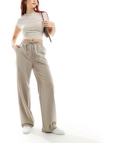 Reclaimed (vintage) Pantalones color topo sin cierres con raya diplomática - Blanco