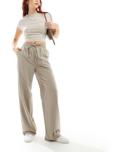 Reclaimed (vintage) Taupe Pinstripe Pull On Pants-neutral - White
