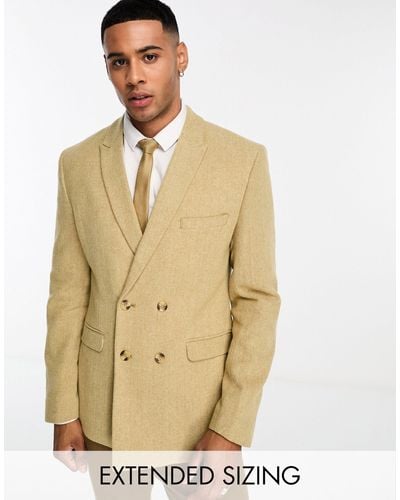 ASOS Blazer ajusté à chevrons en laine mélangée - taupe - Neutre