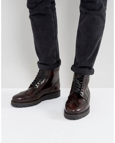 Fred Perry X George Cox Creeper Mid Leather Boots In Red