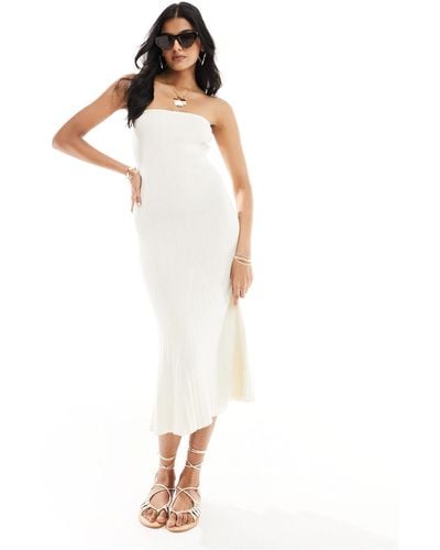 Style Cheat Knitted Bandeau Midi Dress - White