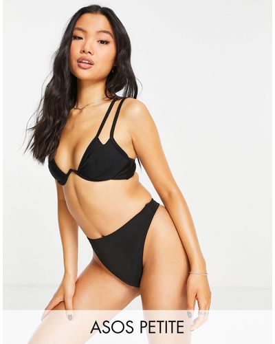 ASOS Asos Design Petite Mix And Match High Leg High Waist Thong Bikini Bottom - Black