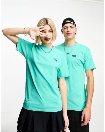 Vans Camiseta turquesa unisex con logo en el lado izquierdo del pecho - Azul
