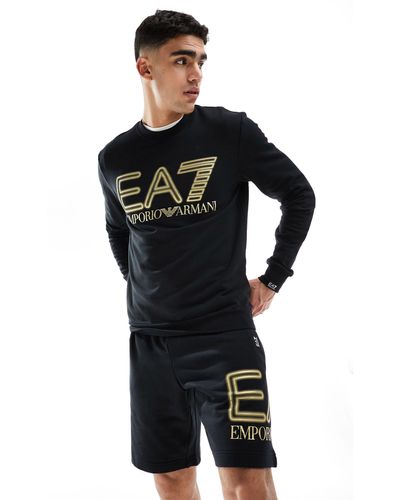 EA7 Armani Chest Neon Logo Sweatshirt - Black