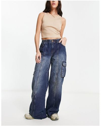 Reclaimed (vintage) – cargo-jeans - Blau