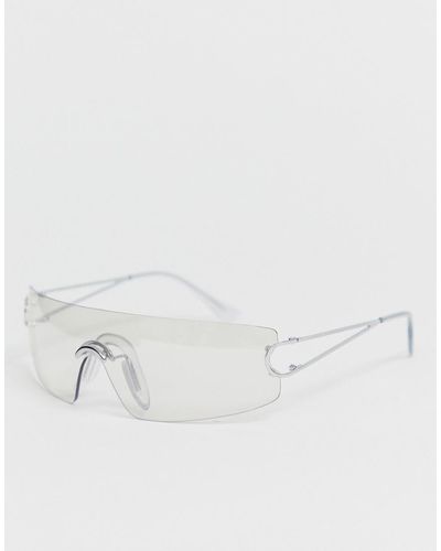 ASOS Rimless Wrap Visor Sunglasses With Clear Lens - Multicolour