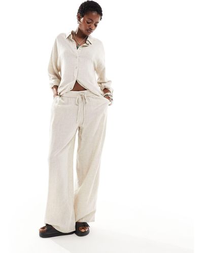 Noisy May Loose Fit Linen Mix Trouser Co-ord - White