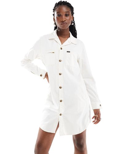 Lee Jeans – unionall – hemdblusenkleid aus twill - Weiß