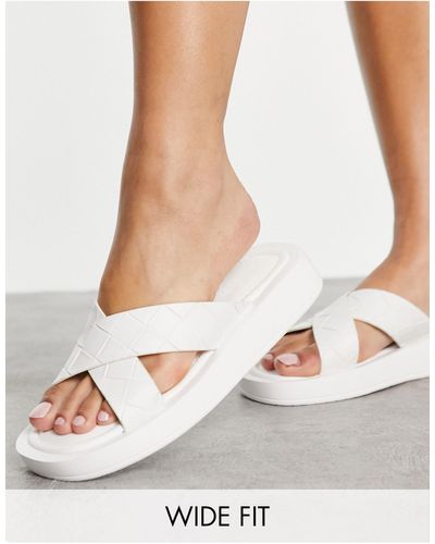 Raid Wide Fit Andina Plaited Chunky Slide Sandals - White