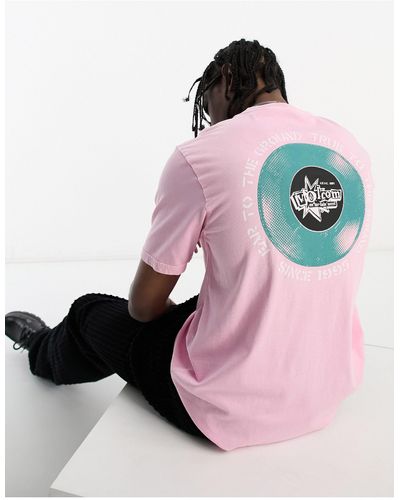 Volcom T-shirt avec imprimé disque 33 tours au dos - Rose