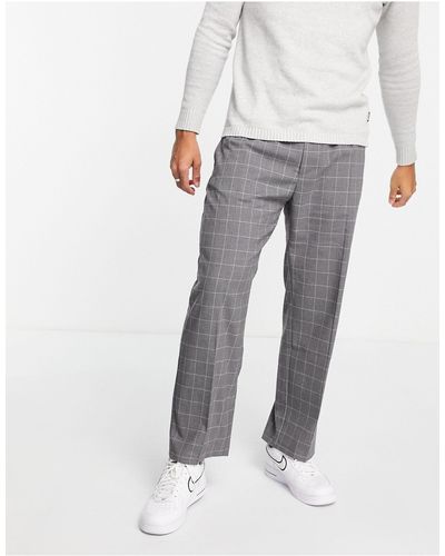 Pull&Bear Wide Leg Trousers - Grey