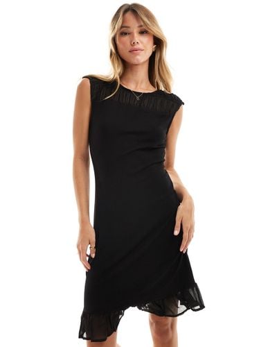 Vila Sheer Ruched Mini Dress - Black