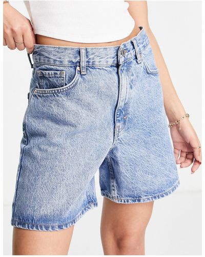 Mango Denim Bermudo Short Met Lange Pasvorm - Blauw