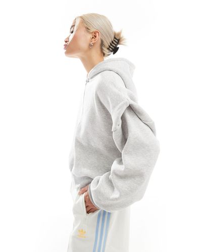 ASOS Zip Through Hoodie With Shoulder Pads - White