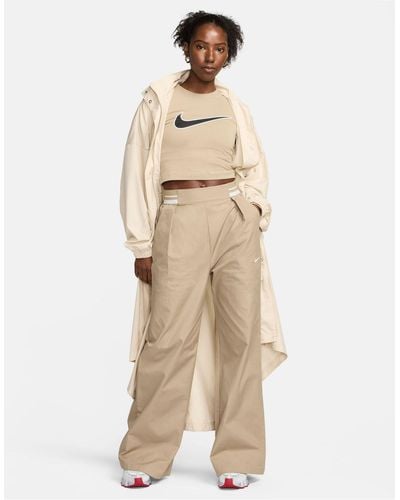 Nike Collection Woven Wide Leg Pants - Natural
