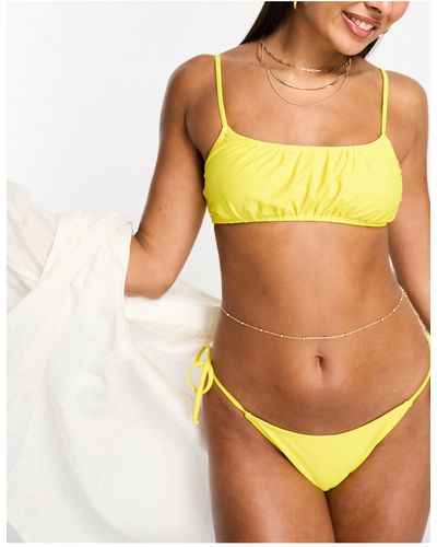 Miss Selfridge Top bikini con increspature giallo