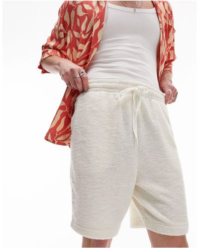 TOPMAN Pantalones cortos color extragrandes texturizados premium - Blanco