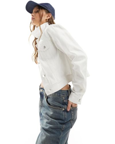 Miss Selfridge Veste en jean coupe girlfriend - délavé - Blanc