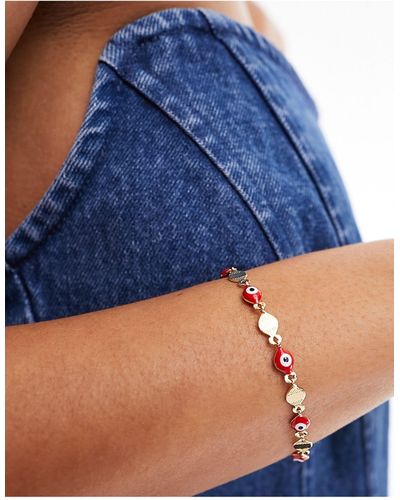 ASOS – es armband mit roten perlen mit augen-motiv - Blau