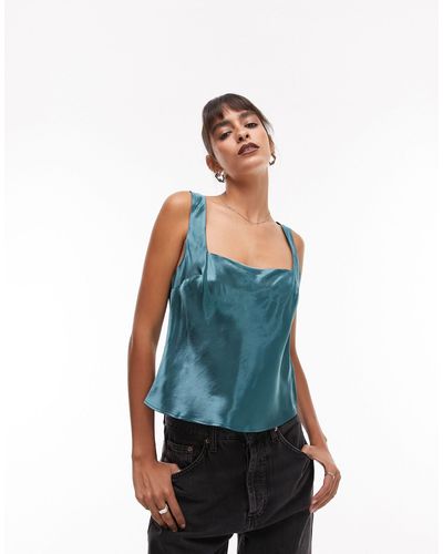 TOPSHOP Canottiera oceano con scollo squadrato - Blu