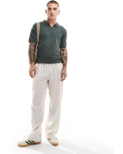 Threadbare Knitted Trophy Neck Polo - Green