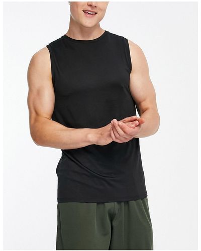 Threadbare Camiseta deportiva negra sin mangas - Negro
