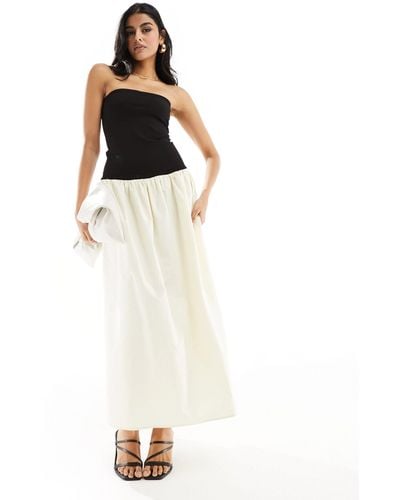 4th & Reckless Bandeau Contrast Dropped Waist Maxi Dress - White