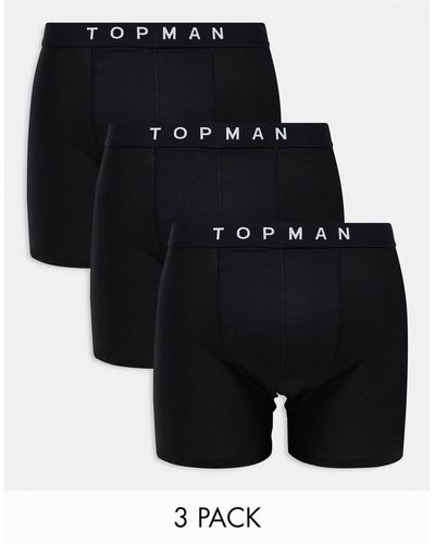 TOPMAN 3 Pack Longline Trunks - Black