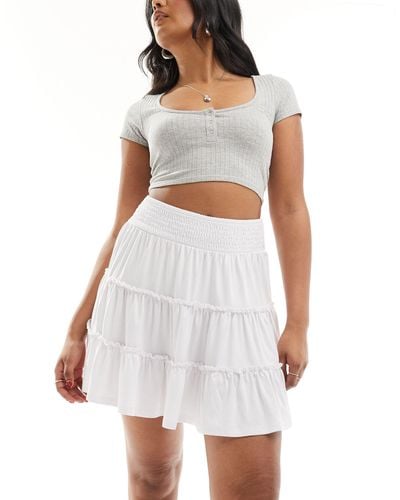 ASOS Shirred Waist Rara Skirt - White