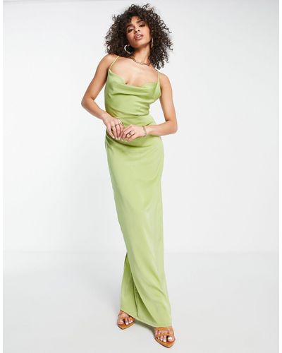 Naanaa Stijnen Maxi-jurk Met Gedrapeerde Halslijn - Groen