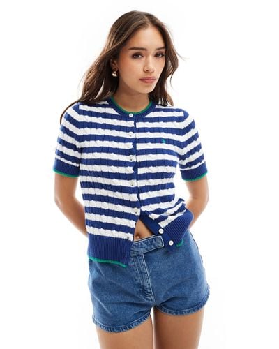 Polo Ralph Lauren Short Sleeve Knitted Cardigan With Logo - Blue