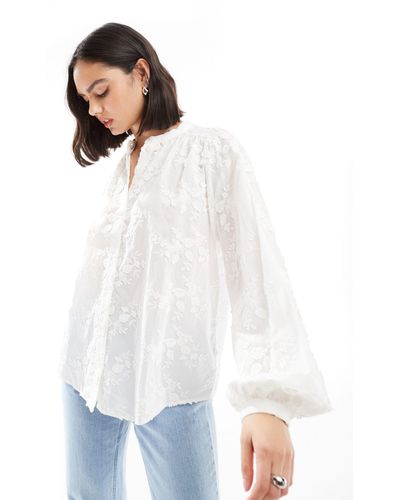 & Other Stories Floral Embroidered Blouse - White
